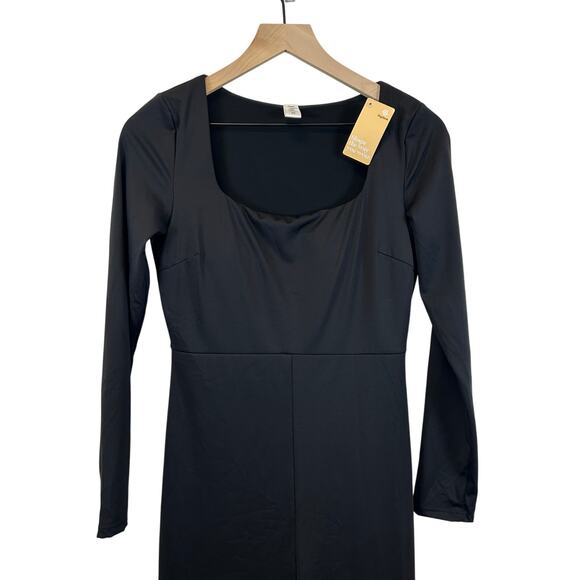 Popilush The Shapewear Black Jumpsuit Square Neck Wide-Leg Long Sleeve M - NWT - Picture 8 of 9